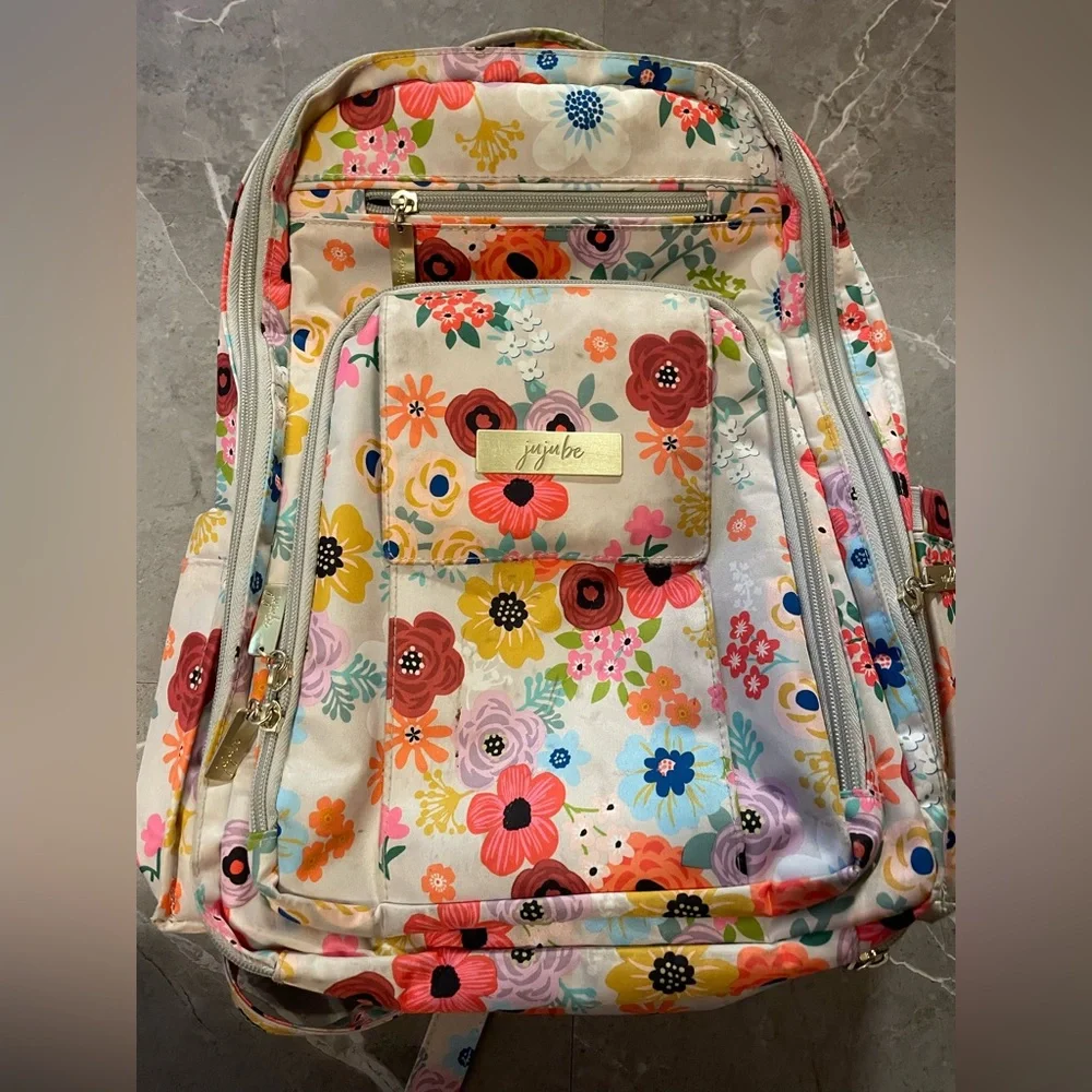 Ju-Ju-Be Diaper Bag in Multi Floral Print - Colorful Flowers, Enchanted Garden